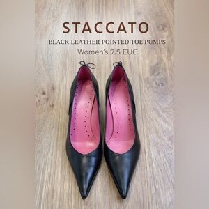 Staccato Black Leather Pointed Toe Pumps Women’s EUC